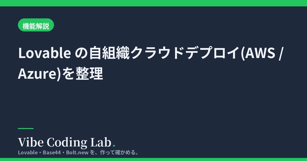 Lovable の自組織クラウドデプロイ(AWS / Azure)を整理
